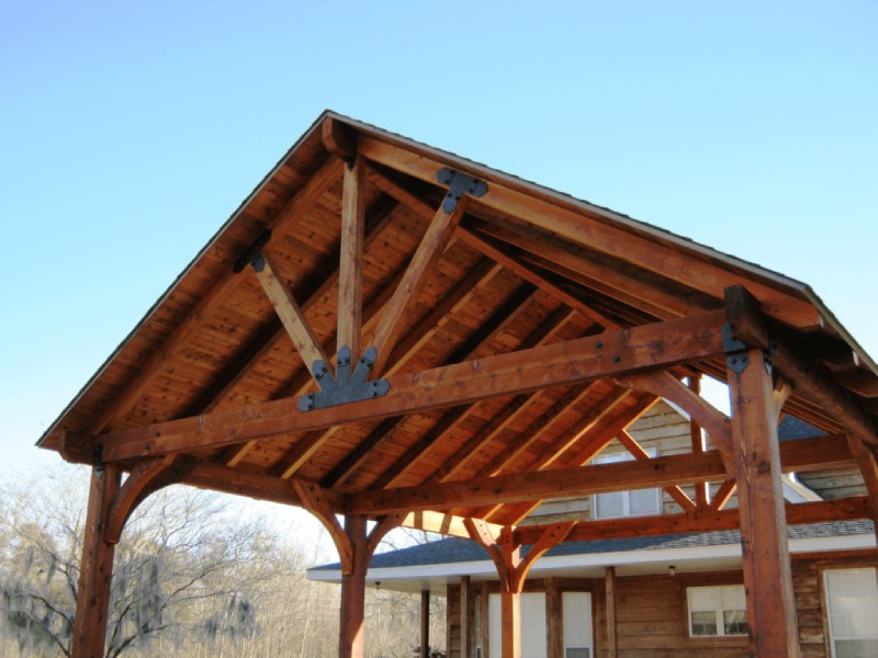 Timberframe Pavilion Georgia Luxe Outdoors Atlanta - Wooden structure with a roof